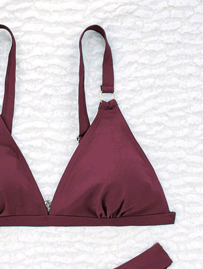 Trendy 2 pieces Swimsuit - black & burgundy