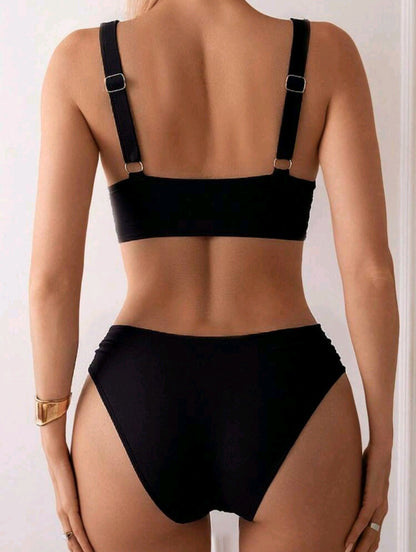 2 Pieces High Waisted Bikini Set - 4 Colors