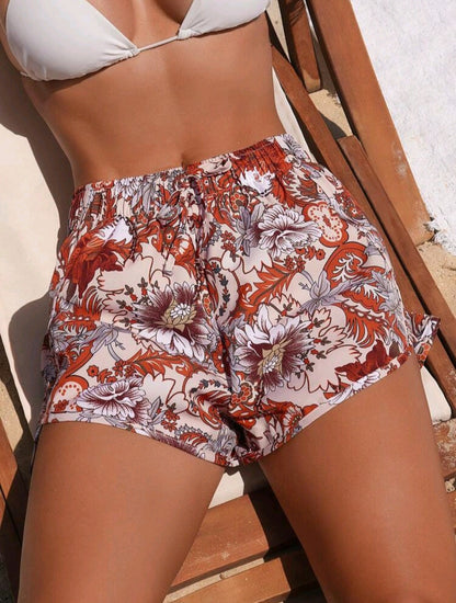 Trendy Boho Multicolor Beach Cover up Short