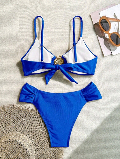 Trendy 2 Pieces Blue Swimwear