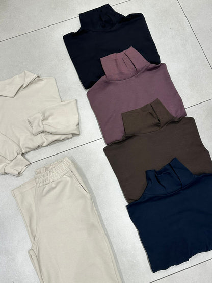 Trendy Cotton Sweatsuit - Dark Brown