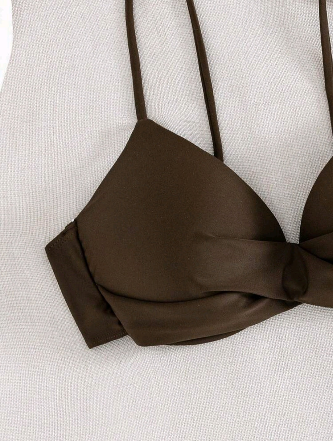 Twist Push Up Bikini Top - Chocolate Brown