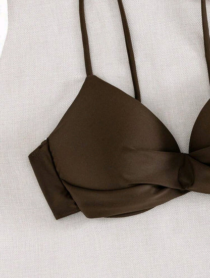 Twist Push Up Bikini Top - Chocolate Brown