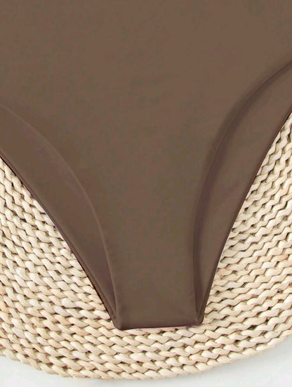 High Waisted Swimsuit Bottom - Brown