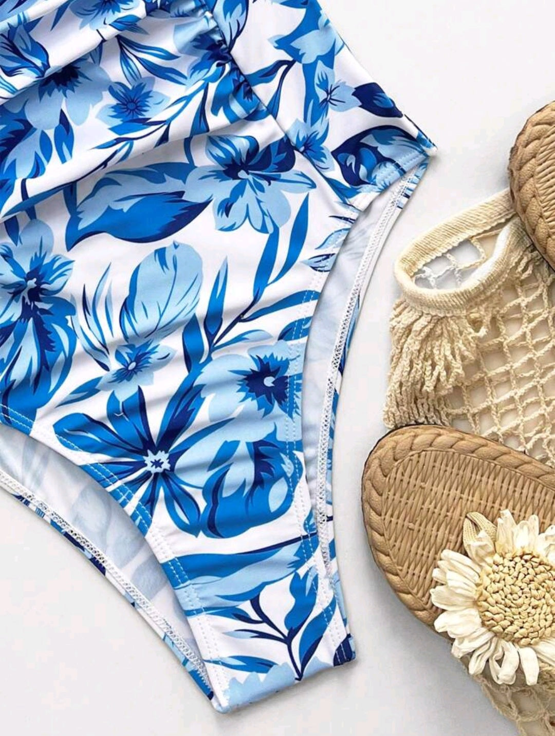 Trendy Swimsuit - One piece - Flower Blue