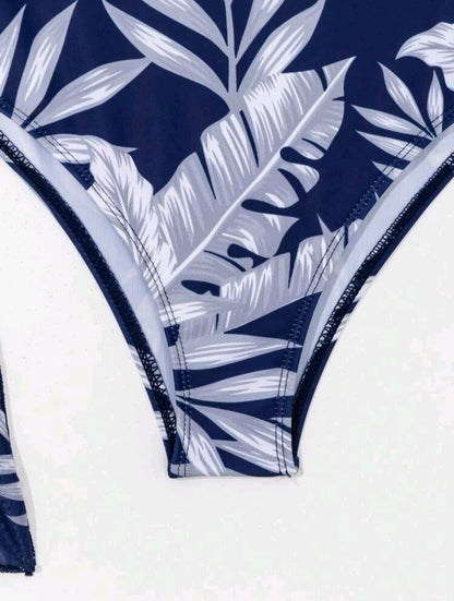 Trendy High Waisted Tropical 3pcs Bikini