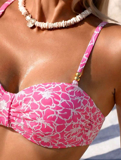 2 Pieces High Waisted Strapless Swimwear