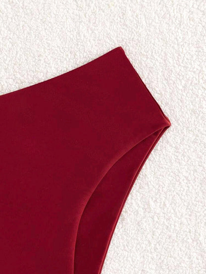 High Waisted Swimsuit Bottom - Red