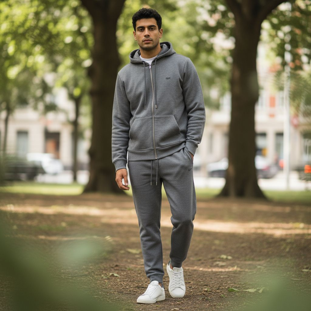 Sweatsuit cotton - set of two - Sweatpants with Hoodie zipper - Grey color