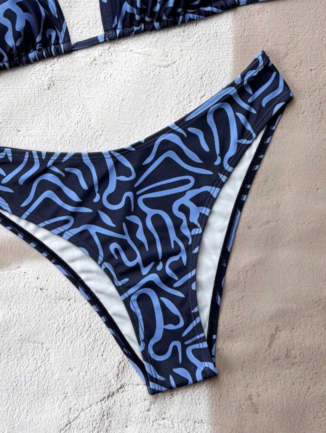 2 Pieces Triangle Navy Blue Bikini
