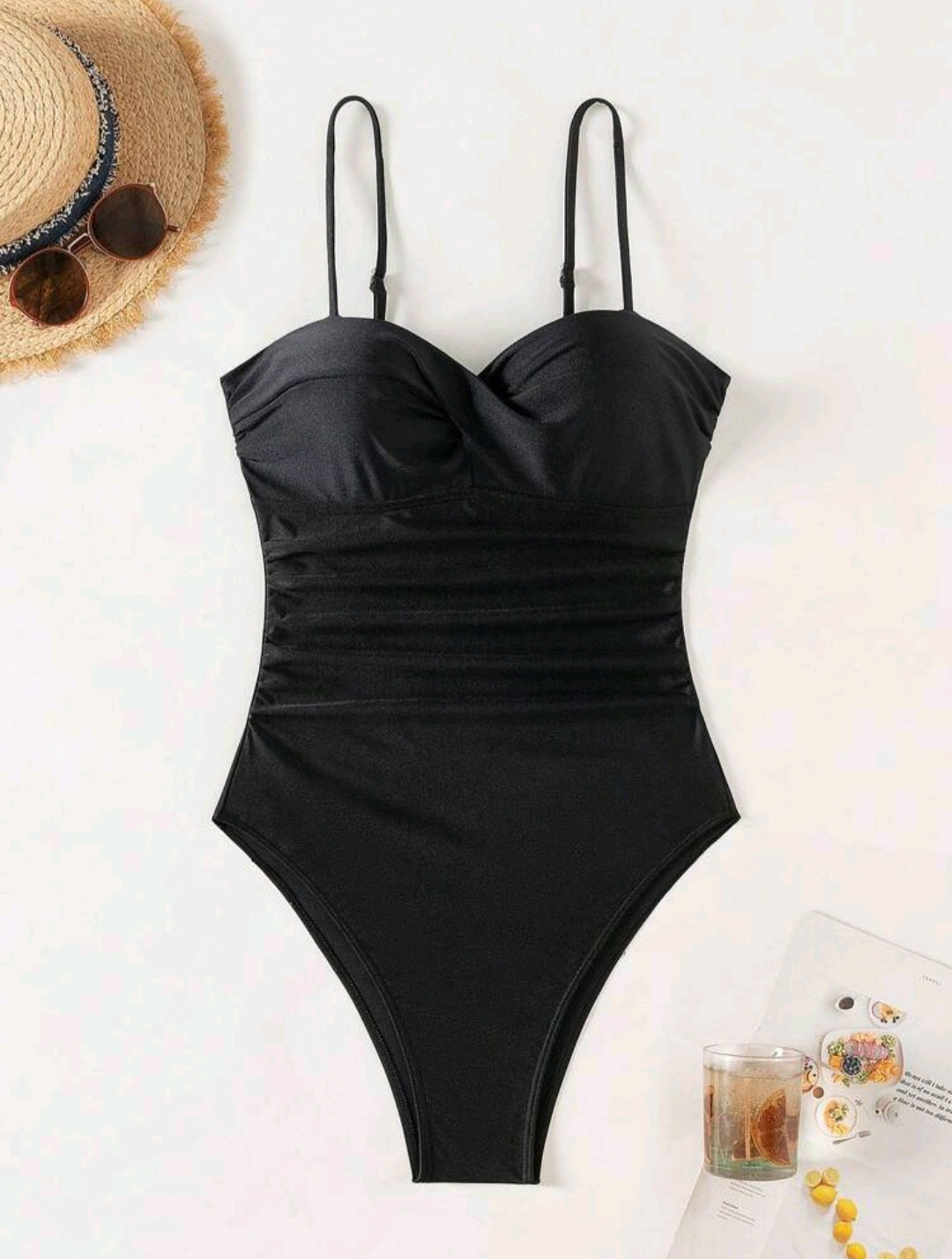 One Piece Strapless Black Bikini