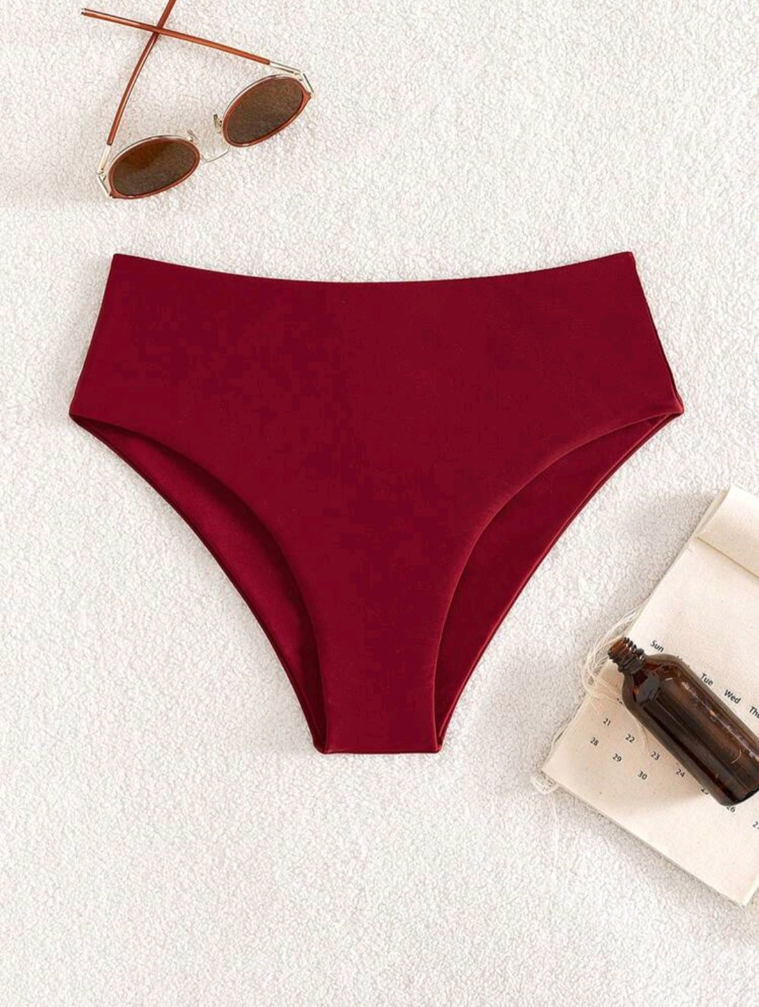 High Waisted Swimsuit Bottom - Red