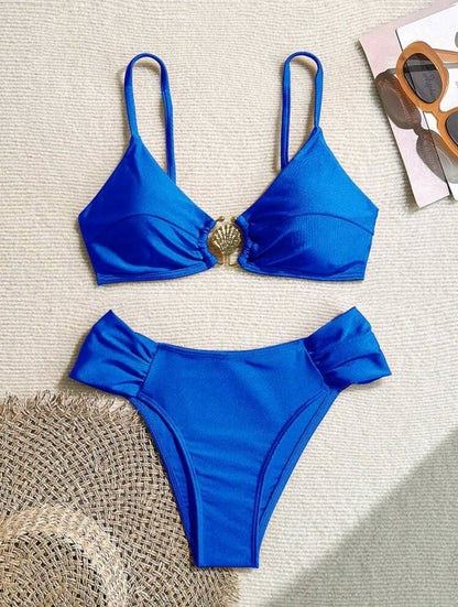 Trendy 2 Pieces Blue Swimwear