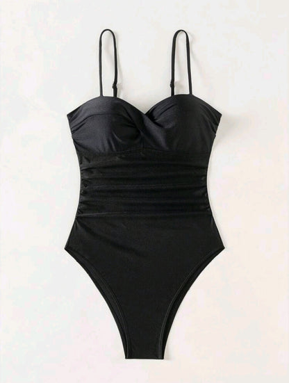 One Piece Strapless Black Bikini