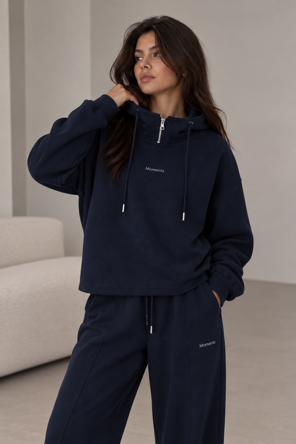 Trendy Sweatsuit - Half Zipper