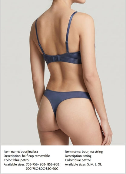 Bourjina Bra - Half Cup Removable - Blue Petrol - Orobella