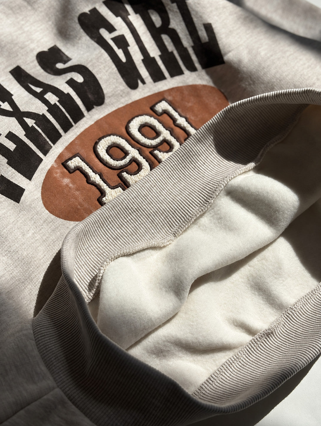 Trendy Embroidered Sweatshirt - Fleece inside