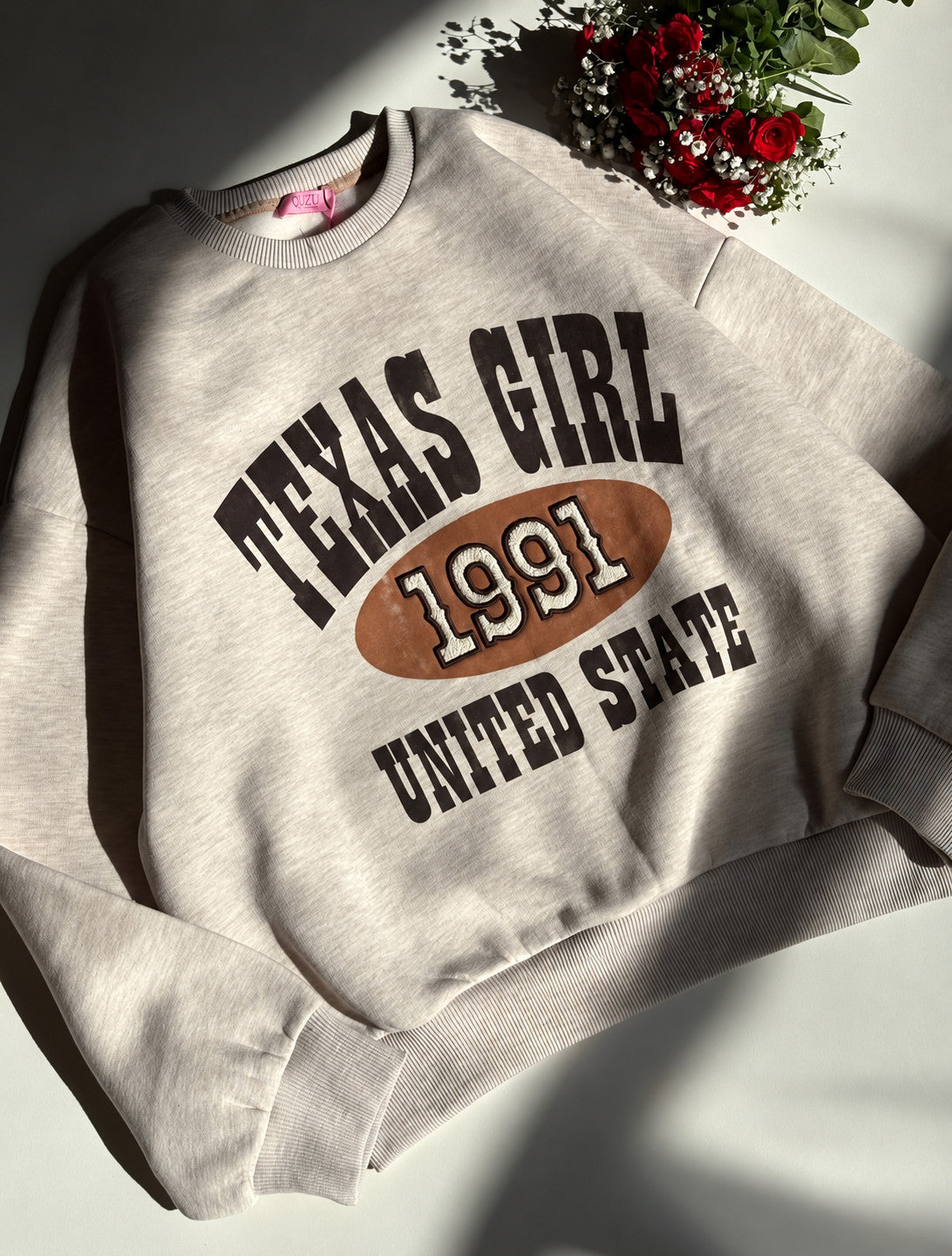Trendy Embroidered Sweatshirt - Fleece inside