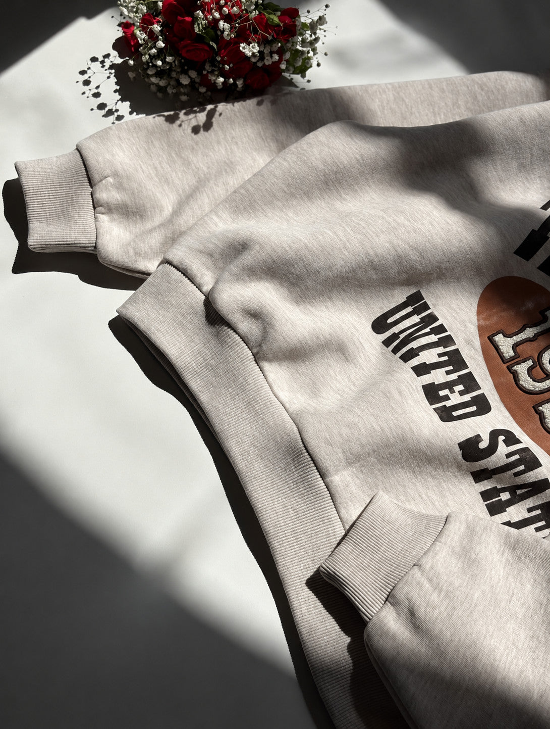 Trendy Embroidered Sweatshirt - Fleece inside