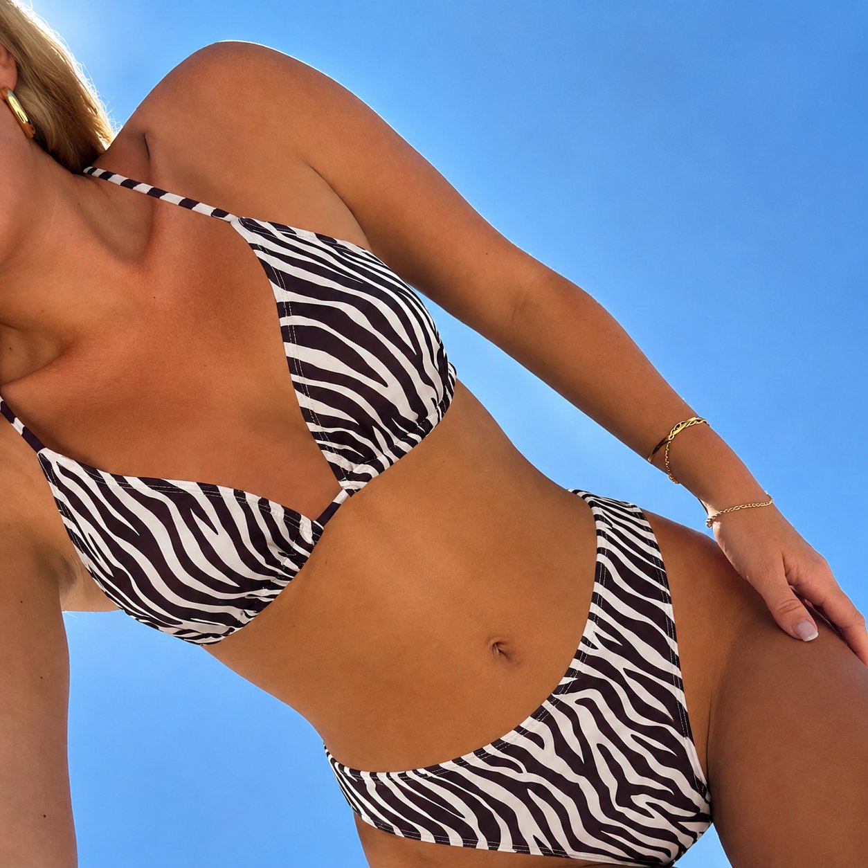 Trendy 2 pieces Triangle Zebra Bikini